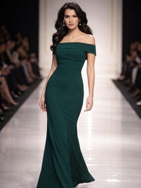 ❤️ Size 10 Elegant Green Off-Shoulder Formal Evening dress